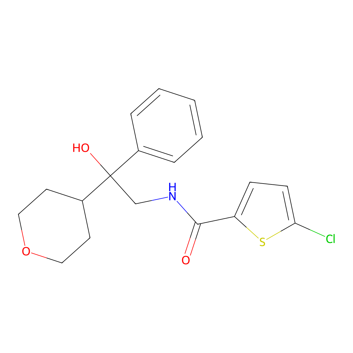 5-chloro-N-[2-hydroxy-2-(oxan-4-yl)-2-phenylethyl]thiophene-2-carboxamide molecular structure, CAS 2034402-57-6