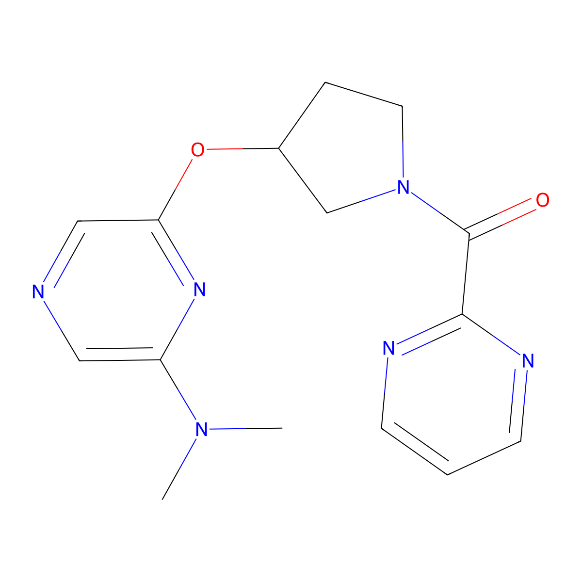 (3-((6-(Dimethylamino)pyrazin-2-yl)oxy)pyrrolidin-1-yl)(pyrimidin-2-yl)methanone molecular structure, CAS 2034402-59-8
