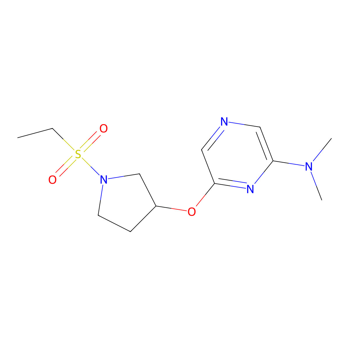 6-((1-(ethylsulfonyl)pyrrolidin-3-yl)oxy)-N,N-dimethylpyrazin-2-amine molecular structure, CAS 2034402-65-6