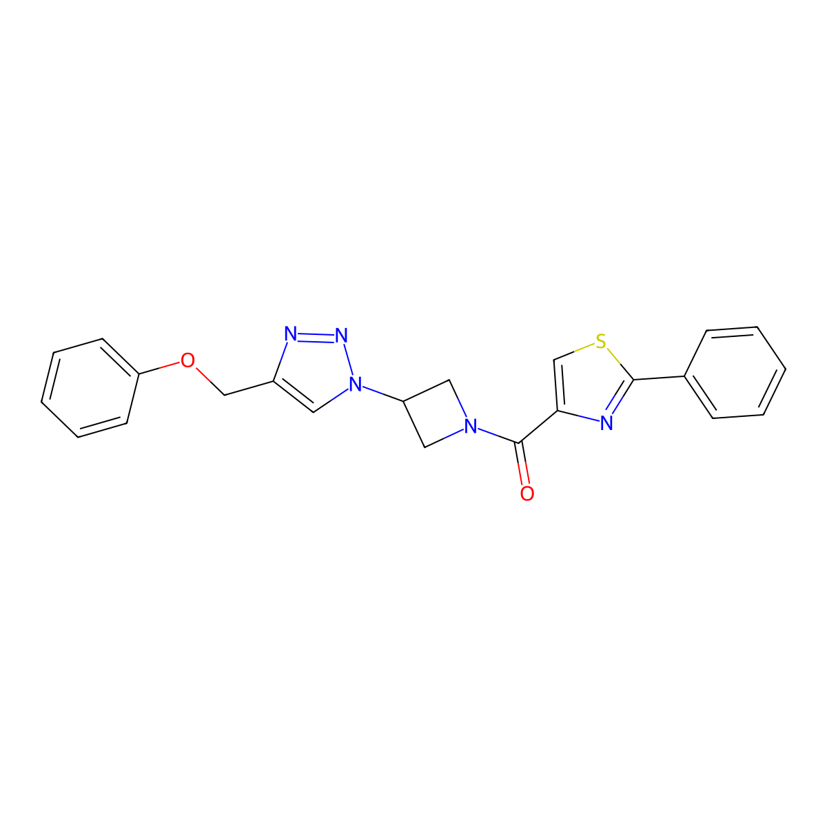 (3-(4-(phenoxymethyl)-1H-1,2,3-triazol-1-yl)azetidin-1-yl)(2-phenylthiazol-4-yl)methanone molecular structure, CAS 2034402-66-7