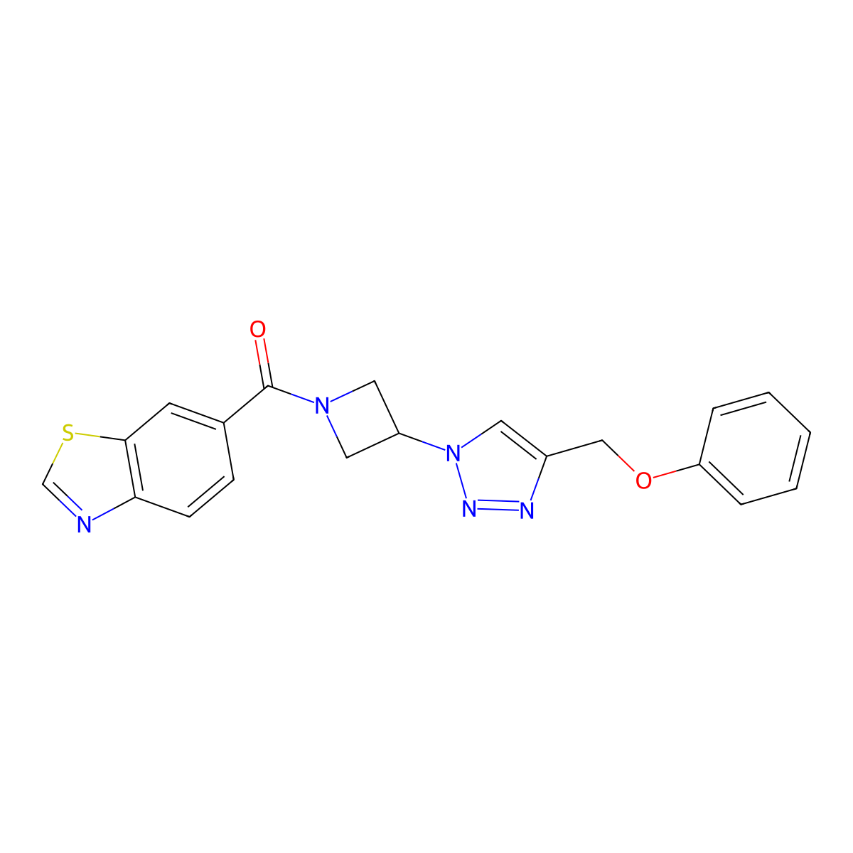 benzo[d]thiazol-6-yl(3-(4-(phenoxymethyl)-1H-1,2,3-triazol-1-yl)azetidin-1-yl)methanone molecular structure, CAS 2034402-67-8