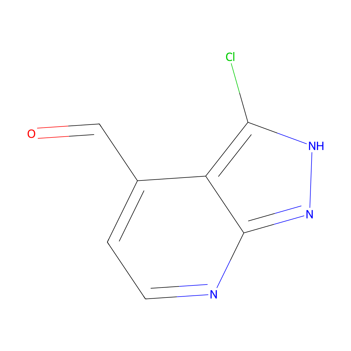 3-chloro-1H-pyrazolo[3,4-b]pyridine-4-carbaldehyde molecular structure, CAS 2034402-69-0