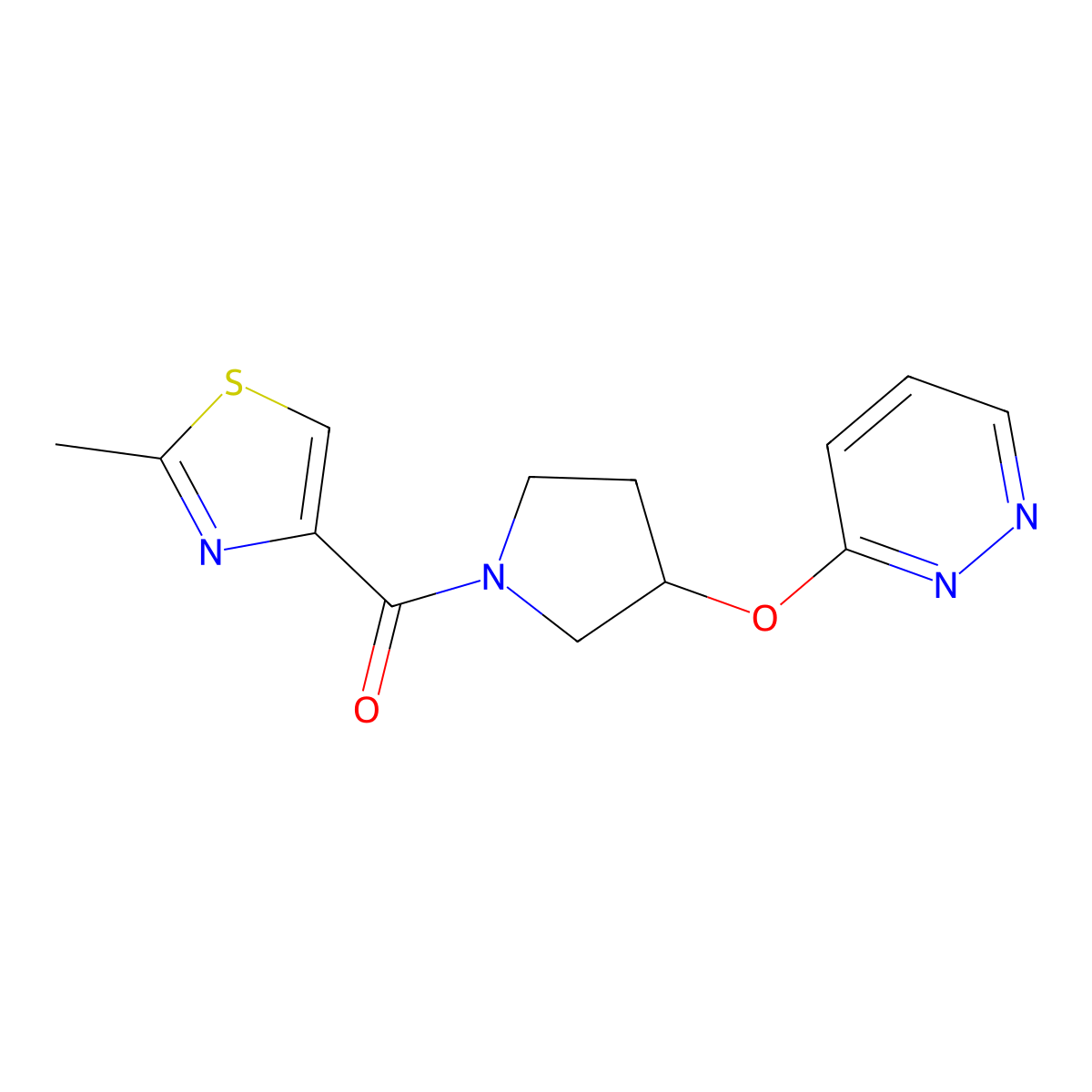 (2-Methylthiazol-4-yl)(3-(pyridazin-3-yloxy)pyrrolidin-1-yl)methanone molecular structure, CAS 2034402-70-3