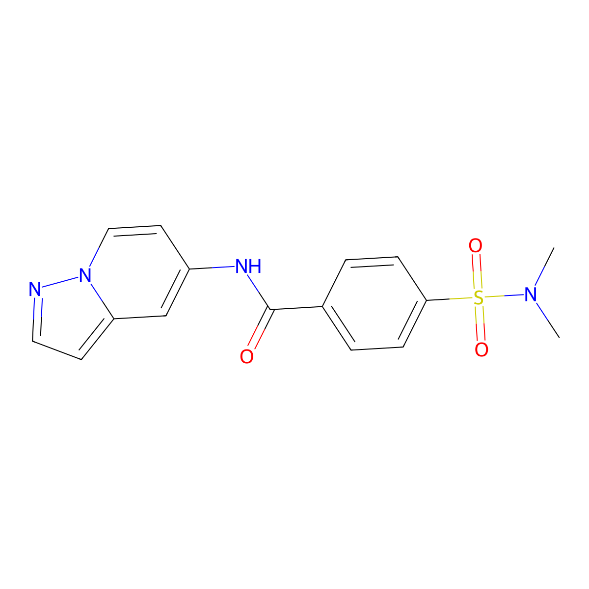 4-(N,N-dimethylsulfamoyl)-N-(pyrazolo[1,5-a]pyridin-5-yl)benzamide molecular structure, CAS 2034402-74-7