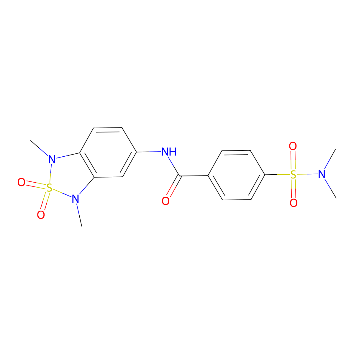 N-(1,3-dimethyl-2,2-dioxido-1,3-dihydrobenzo[c][1,2,5]thiadiazol-5-yl)-4-(N,N-dimethylsulfamoyl)benzamide molecular structure, CAS 2034402-76-9