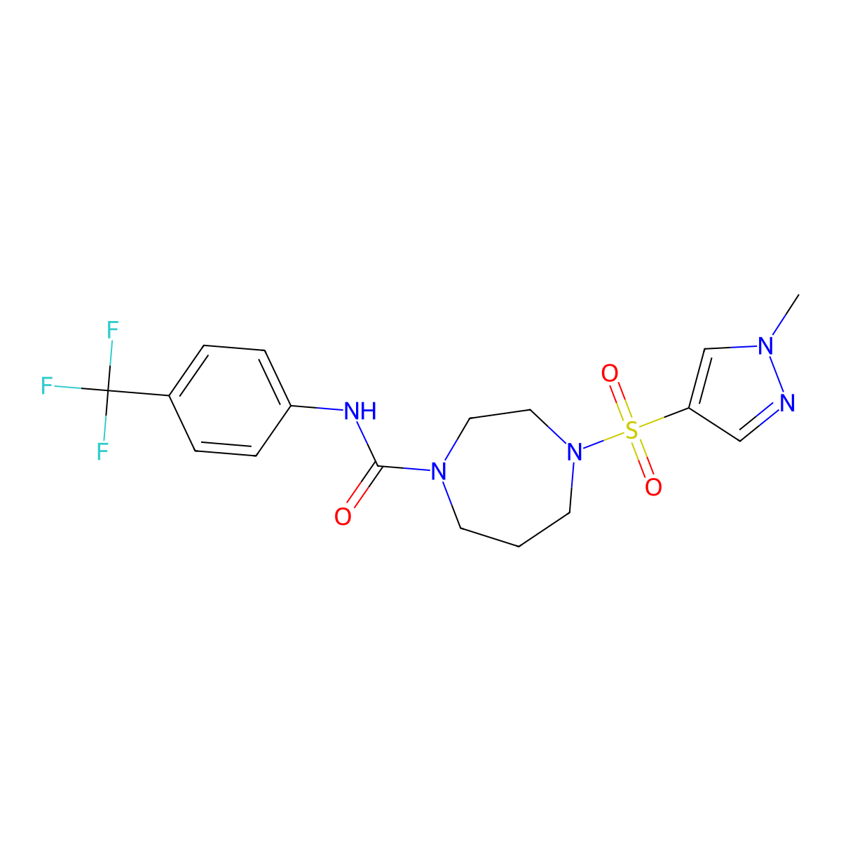 4-[(1-methyl-1H-pyrazol-4-yl)sulfonyl]-N-[4-(trifluoromethyl)phenyl]-1,4-diazepane-1-carboxamide molecular structure, CAS 2034402-79-2