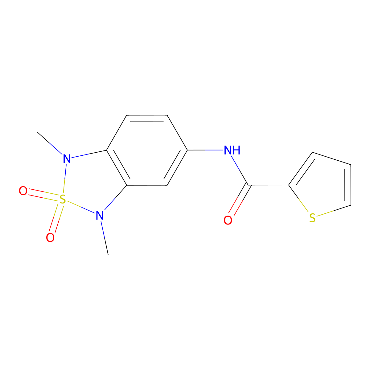 N-(1,3-dimethyl-2,2-dioxido-1,3-dihydrobenzo[c][1,2,5]thiadiazol-5-yl)thiophene-2-carboxamide molecular structure, CAS 2034402-82-7