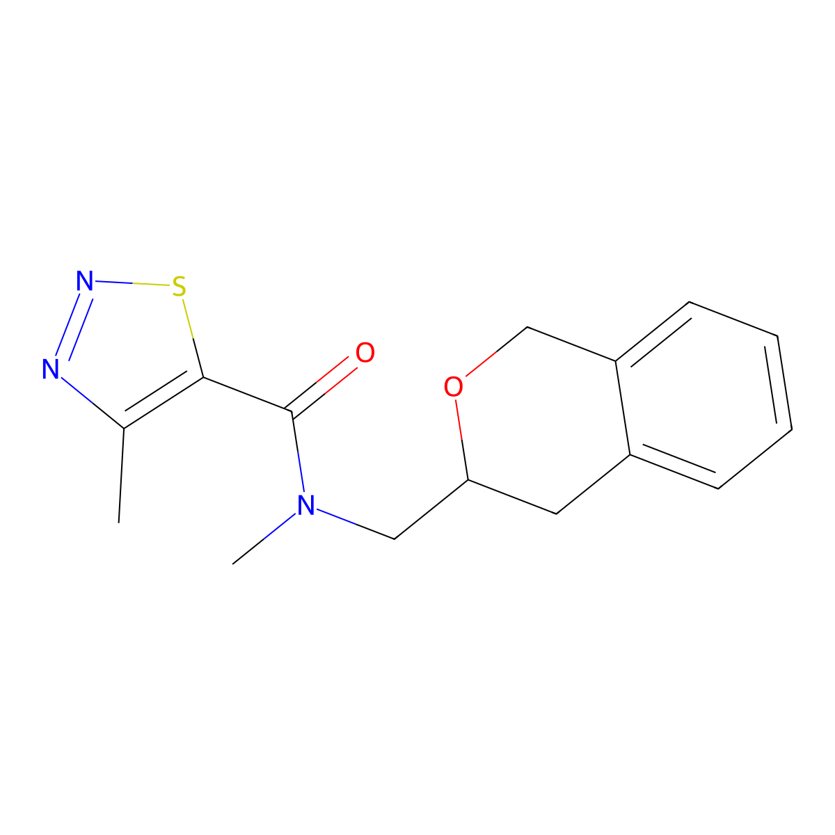 N-(isochroman-3-ylmethyl)-N,4-dimethyl-1,2,3-thiadiazole-5-carboxamide molecular structure, CAS 2034402-85-0
