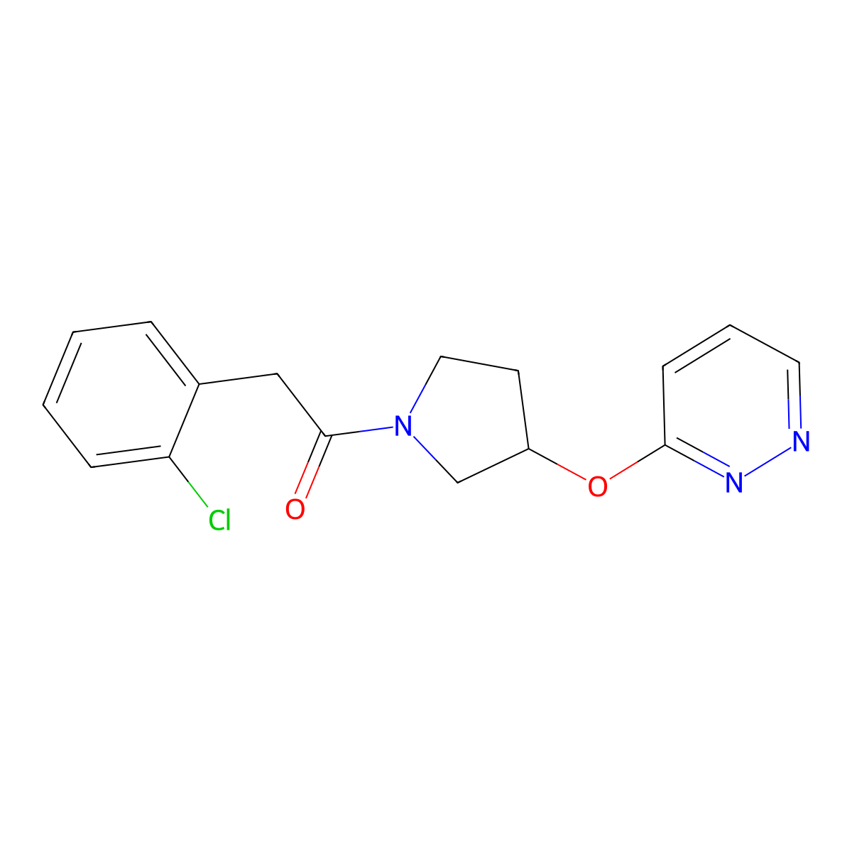 2-(2-Chlorophenyl)-1-(3-(pyridazin-3-yloxy)pyrrolidin-1-yl)ethanone molecular structure, CAS 2034402-87-2