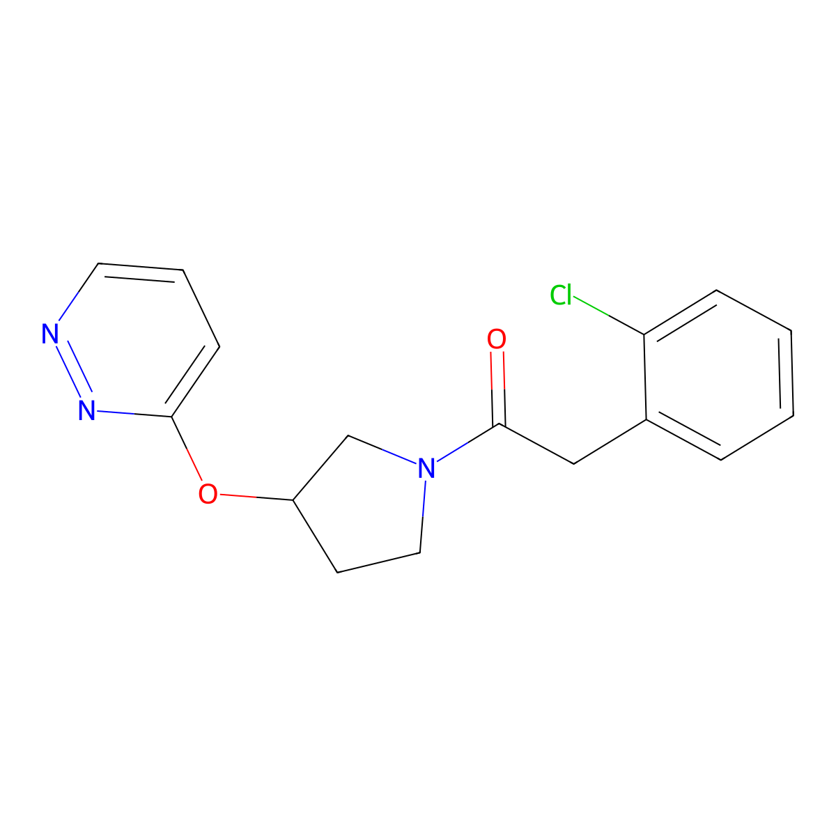 2-(2-Chlorophenyl)-1-(3-(pyridazin-3-yloxy)pyrrolidin-1-yl)ethanone molecular structure, CAS 2034402-87-2