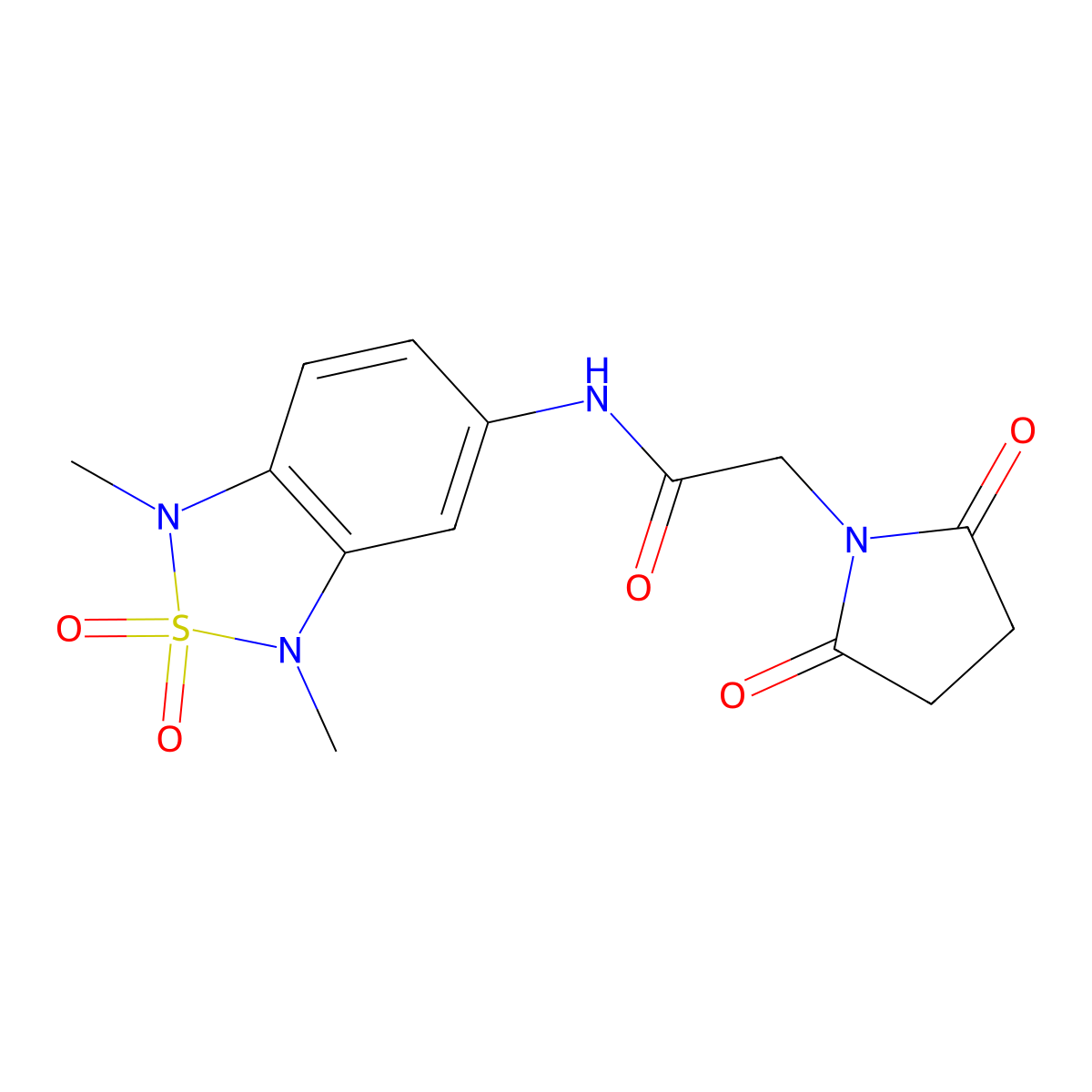 N-(1,3-dimethyl-2,2-dioxido-1,3-dihydrobenzo[c][1,2,5]thiadiazol-5-yl)-2-(2,5-dioxopyrrolidin-1-yl)acetamide molecular structure, CAS 2034402-92-9