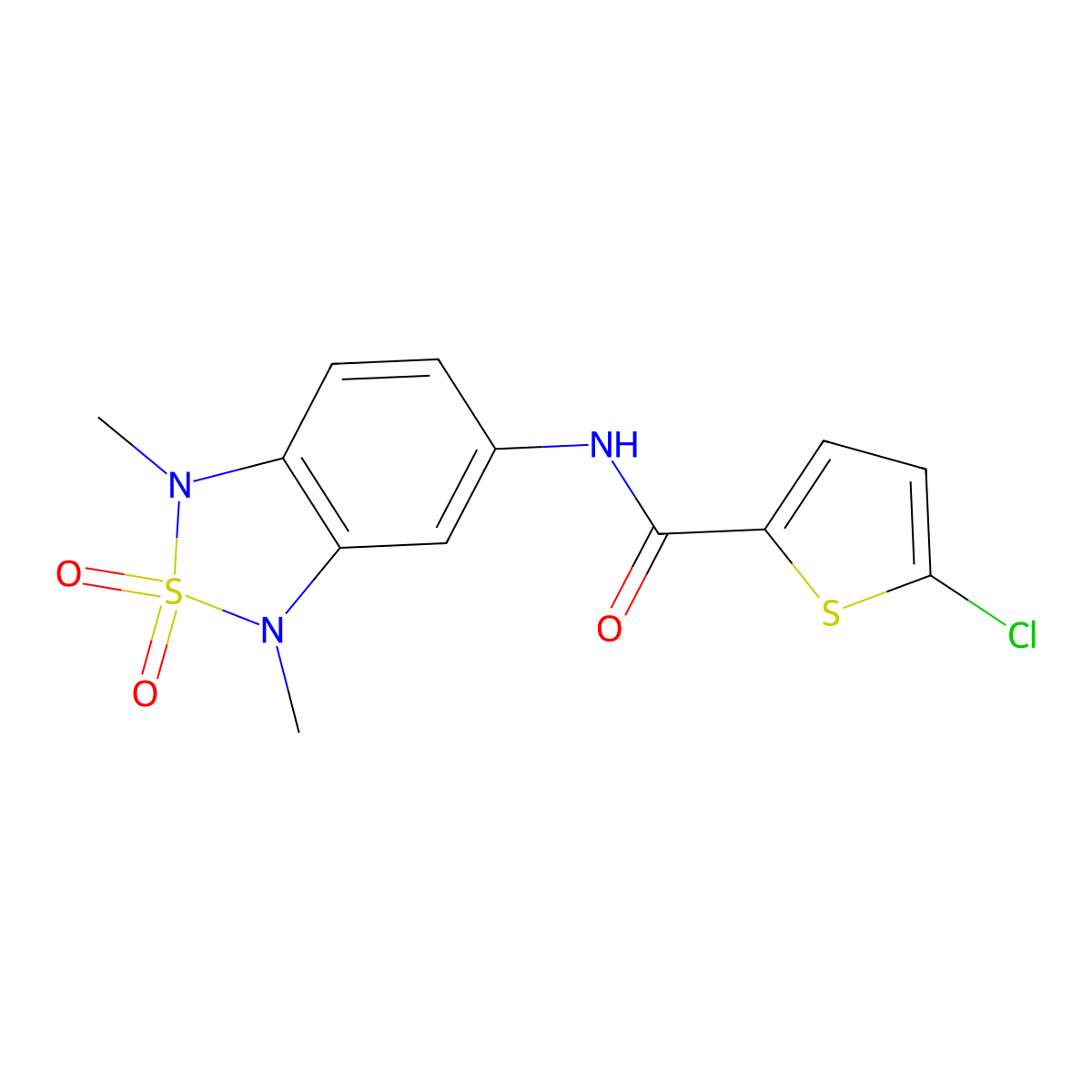 5-chloro-N-(1,3-dimethyl-2,2-dioxido-1,3-dihydrobenzo[c][1,2,5]thiadiazol-5-yl)thiophene-2-carboxamide molecular structure, CAS 2034403-02-4