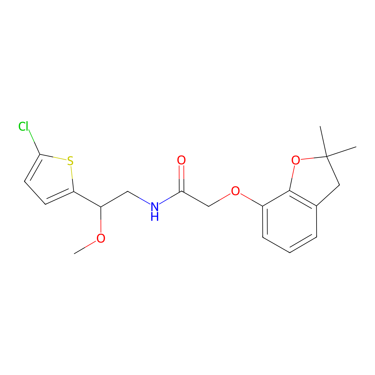 N-(2-(5-chlorothiophen-2-yl)-2-methoxyethyl)-2-((2,2-dimethyl-2,3-dihydrobenzofuran-7-yl)oxy)acetamide molecular structure, CAS 2034403-18-2