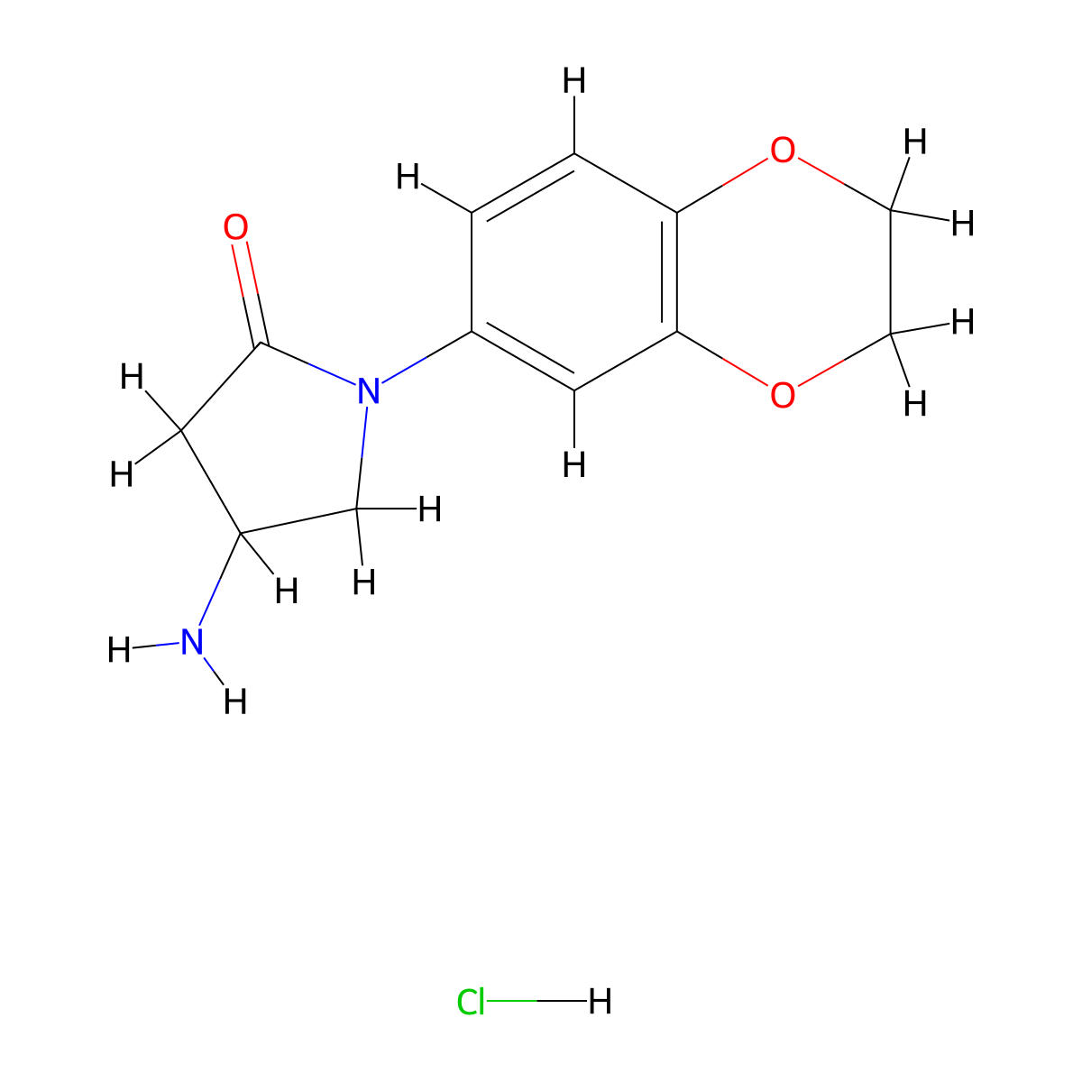 4-Amino-1-(2,3-dihydrobenzo[b][1,4]dioxin-6-yl)pyrrolidin-2-one hydrochloride molecular structure, CAS 2034403-20-6