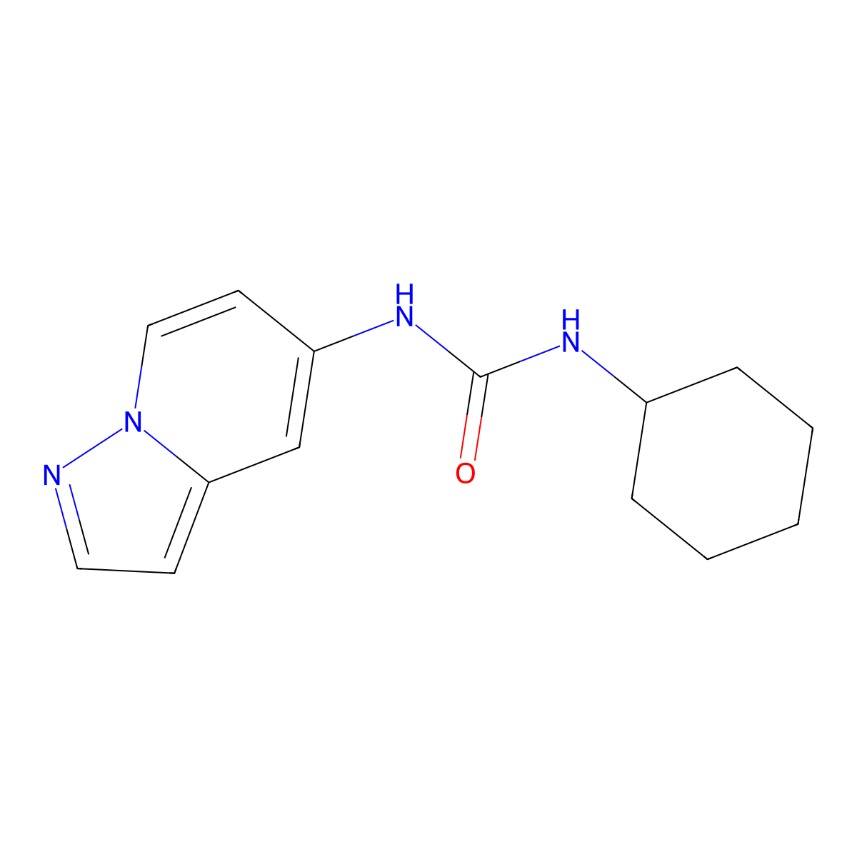 1-Cyclohexyl-3-{pyrazolo[1,5-a]pyridin-5-yl}urea molecular structure, CAS 2034403-23-9