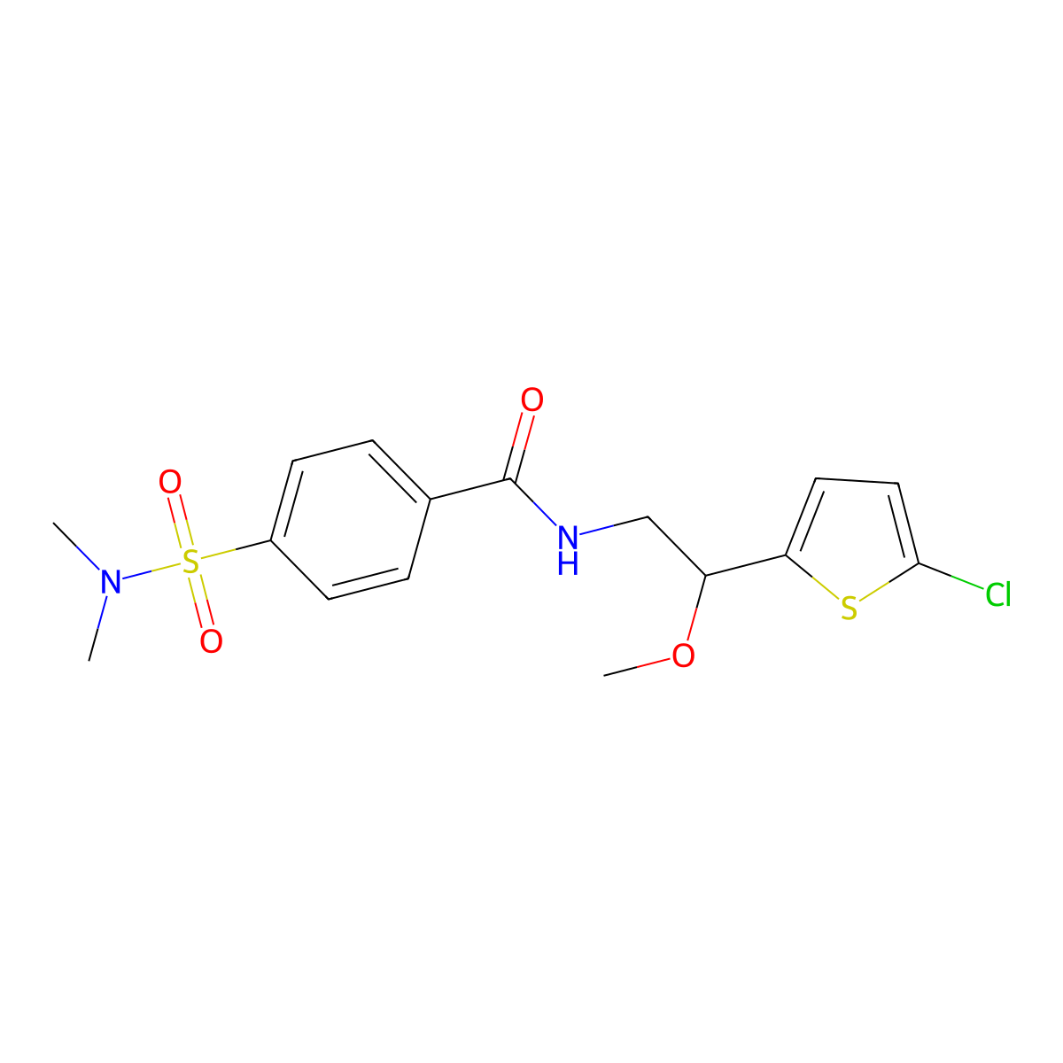 N-(2-(5-chlorothiophen-2-yl)-2-methoxyethyl)-4-(N,N-dimethylsulfamoyl)benzamide molecular structure, CAS 2034403-25-1