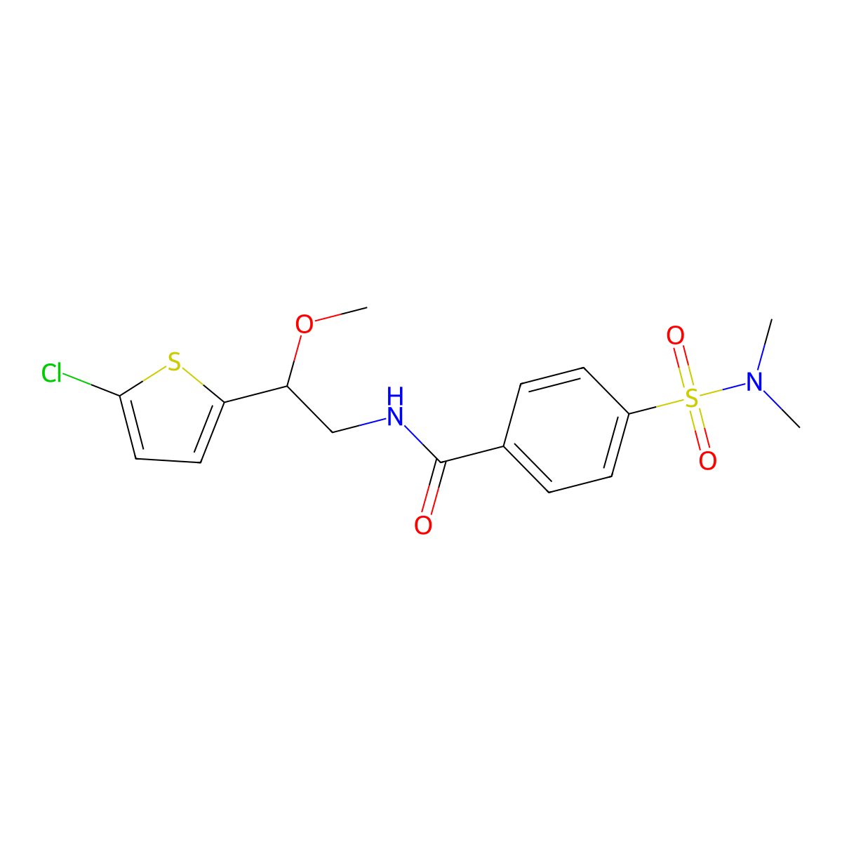 N-(2-(5-chlorothiophen-2-yl)-2-methoxyethyl)-4-(N,N-dimethylsulfamoyl)benzamide molecular structure, CAS 2034403-25-1
