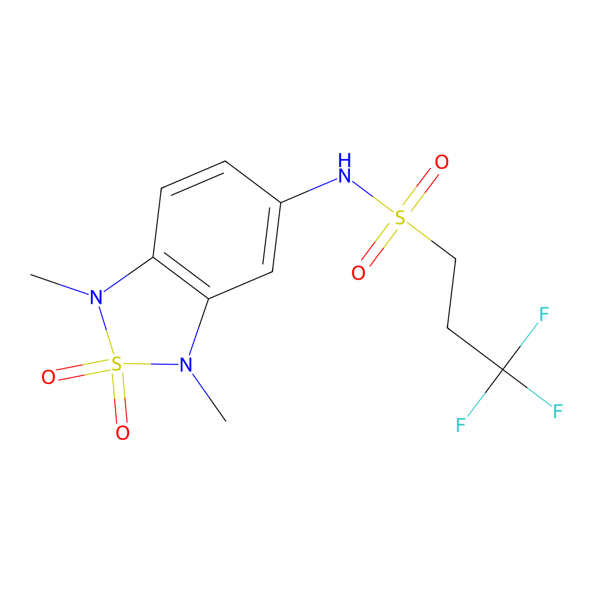 N-(1,3-dimethyl-2,2-dioxido-1,3-dihydrobenzo[c][1,2,5]thiadiazol-5-yl)-3,3,3-trifluoropropane-1-sulfonamide molecular structure, CAS 2034403-34-2