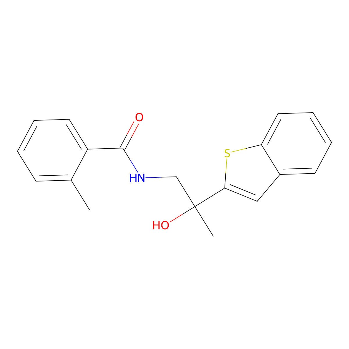N-(2-(benzo[b]thiophen-2-yl)-2-hydroxypropyl)-2-methylbenzamide molecular structure, CAS 2034403-39-7