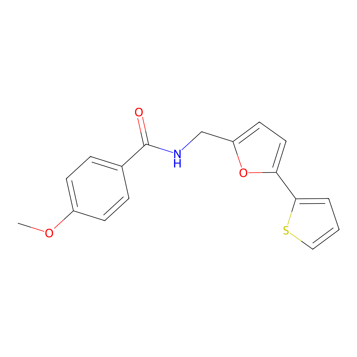 4-methoxy-N-((5-(thiophen-2-yl)furan-2-yl)methyl)benzamide molecular structure, CAS 2034403-51-3