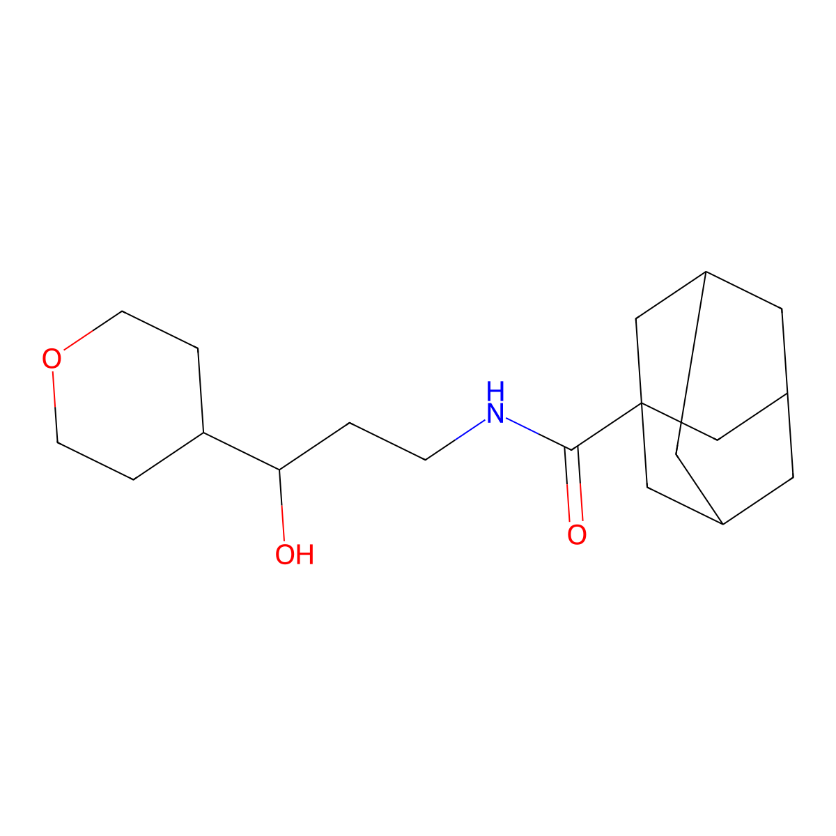 N-[3-hydroxy-3-(oxan-4-yl)propyl]adamantane-1-carboxamide molecular structure, CAS 2034403-58-0