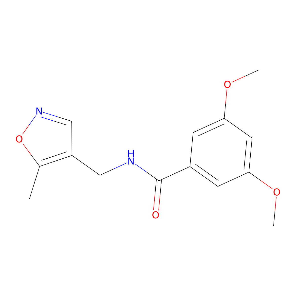 3,5-dimethoxy-N-((5-methylisoxazol-4-yl)methyl)benzamide molecular structure, CAS 2034403-68-2