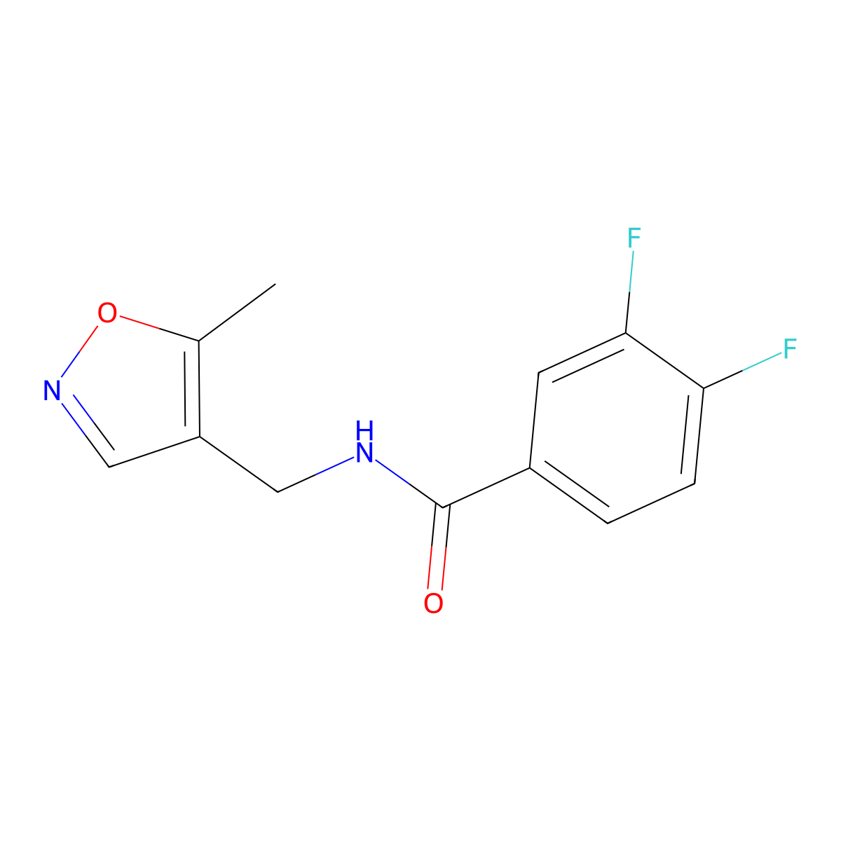 3,4-difluoro-N-((5-methylisoxazol-4-yl)methyl)benzamide molecular structure, CAS 2034403-71-7