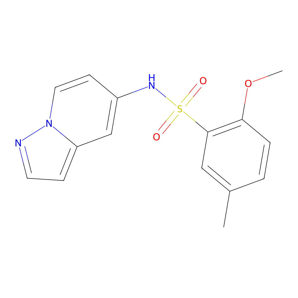 2-methoxy-5-methyl-N-(pyrazolo[1,5-a]pyridin-5-yl)benzenesulfonamide molecular structure, CAS 2034403-81-9