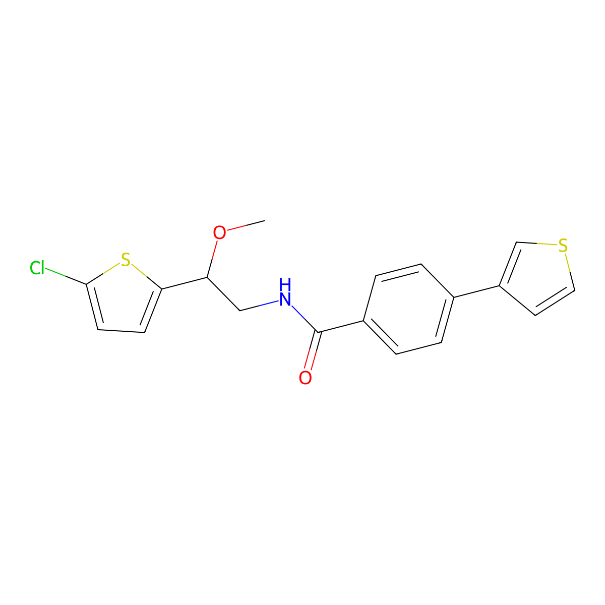 N-(2-(5-chlorothiophen-2-yl)-2-methoxyethyl)-4-(thiophen-3-yl)benzamide molecular structure, CAS 2034403-93-3