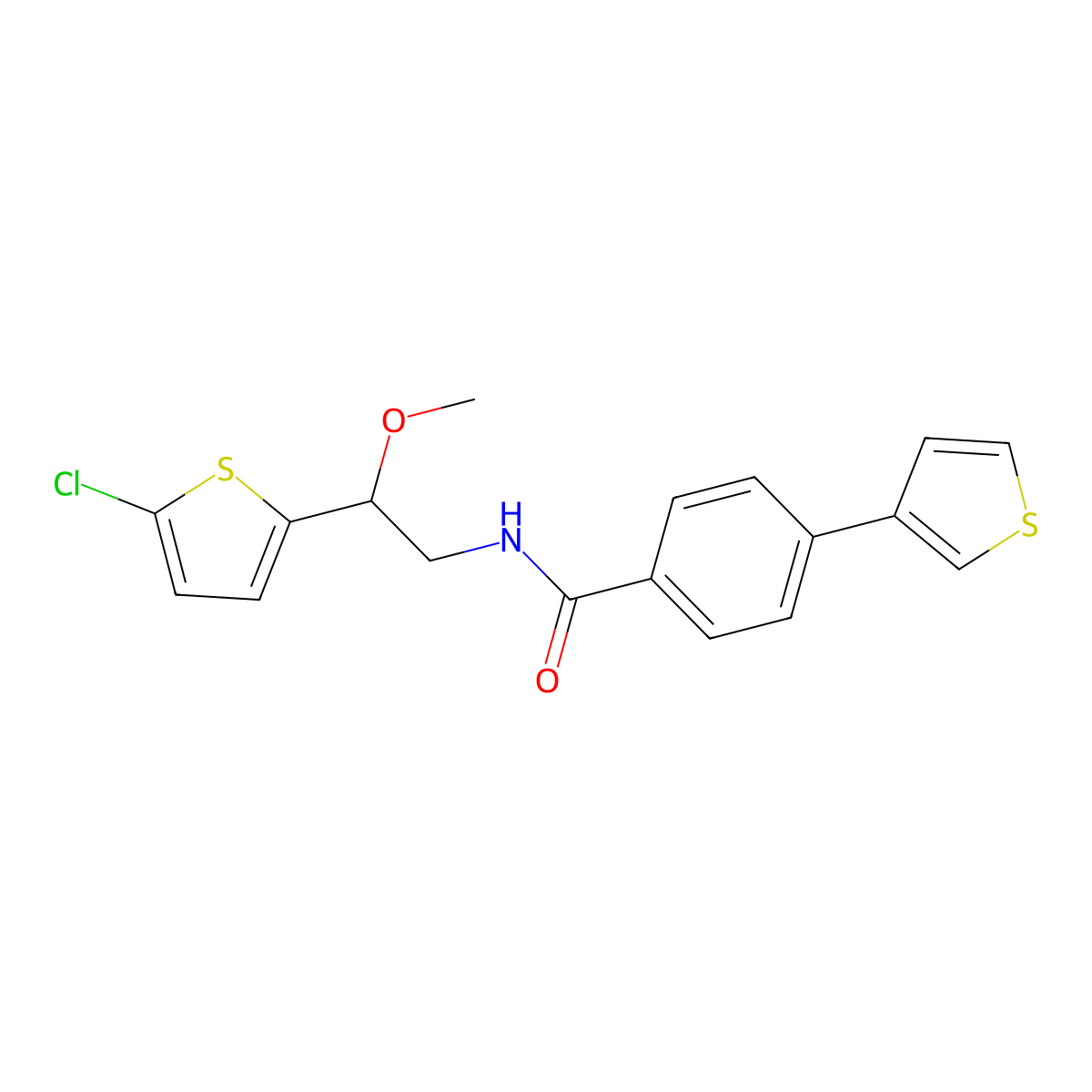 N-(2-(5-chlorothiophen-2-yl)-2-methoxyethyl)-4-(thiophen-3-yl)benzamide molecular structure, CAS 2034403-93-3