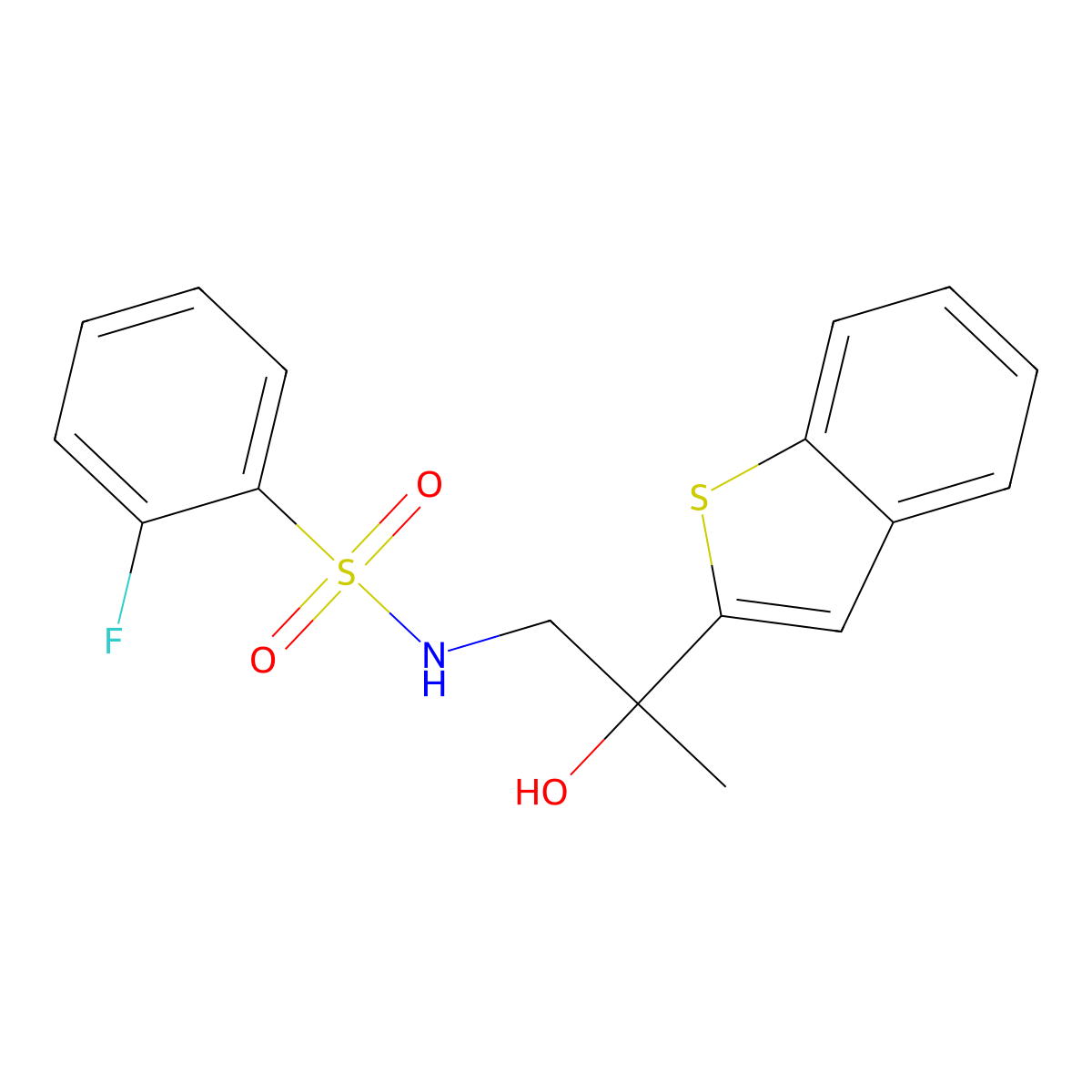 N-(2-(benzo[b]thiophen-2-yl)-2-hydroxypropyl)-2-fluorobenzenesulfonamide molecular structure, CAS 2034403-97-7