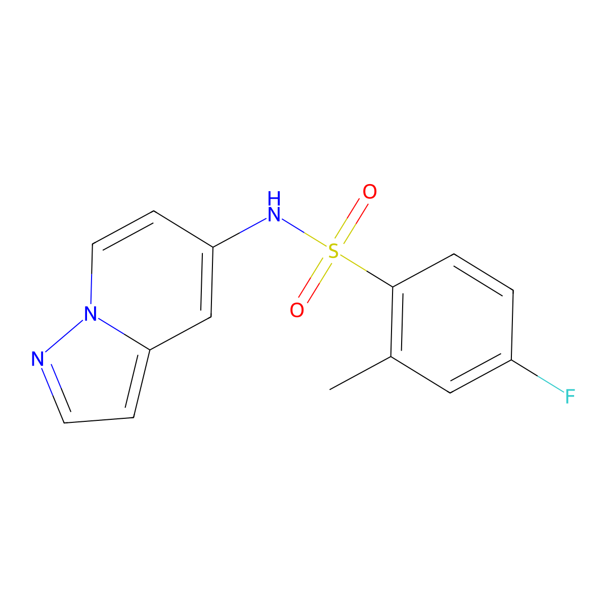 4-fluoro-2-methyl-N-(pyrazolo[1,5-a]pyridin-5-yl)benzenesulfonamide molecular structure, CAS 2034403-99-9