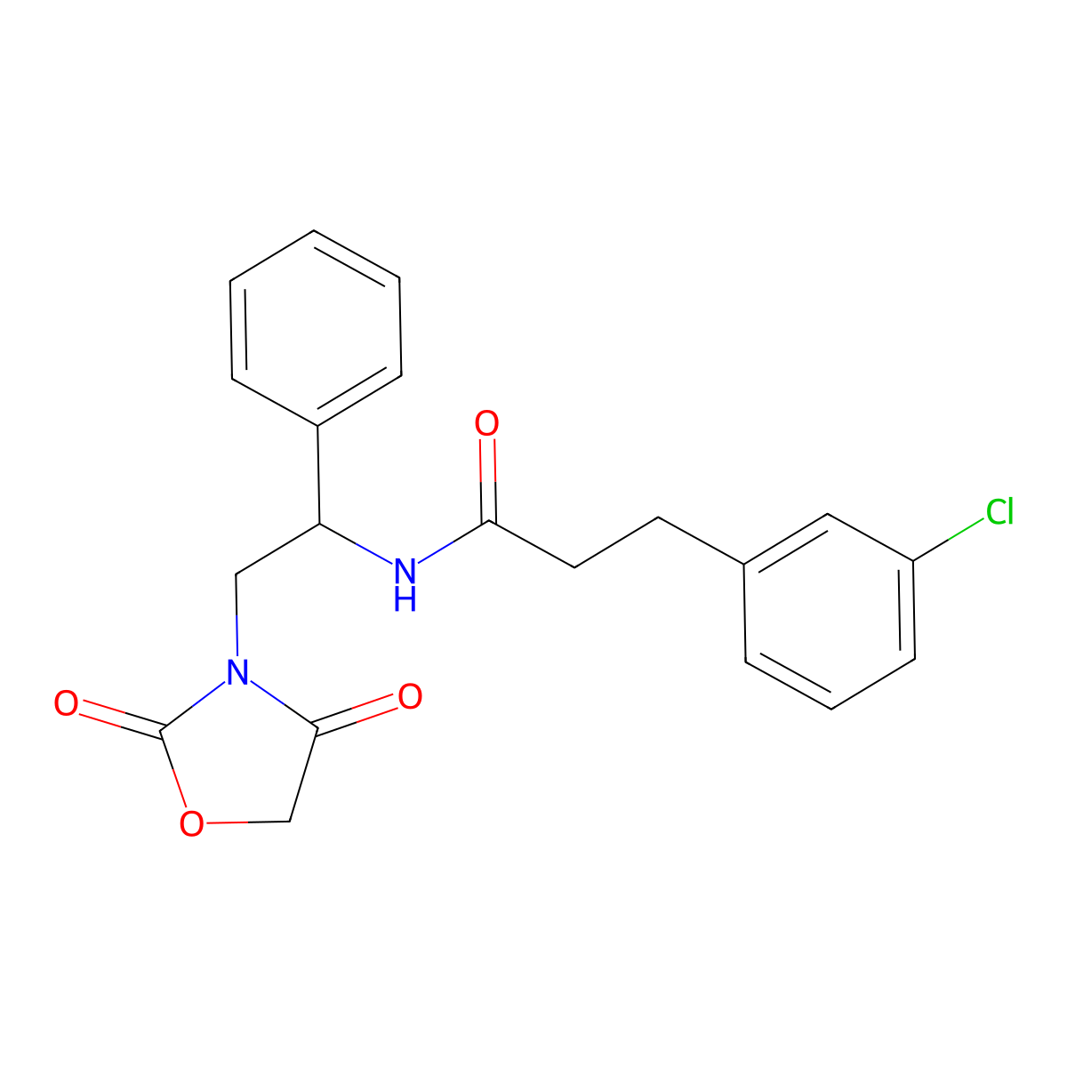 3-(3-chlorophenyl)-N-(2-(2,4-dioxooxazolidin-3-yl)-1-phenylethyl)propanamide molecular structure, CAS 2034404-01-6