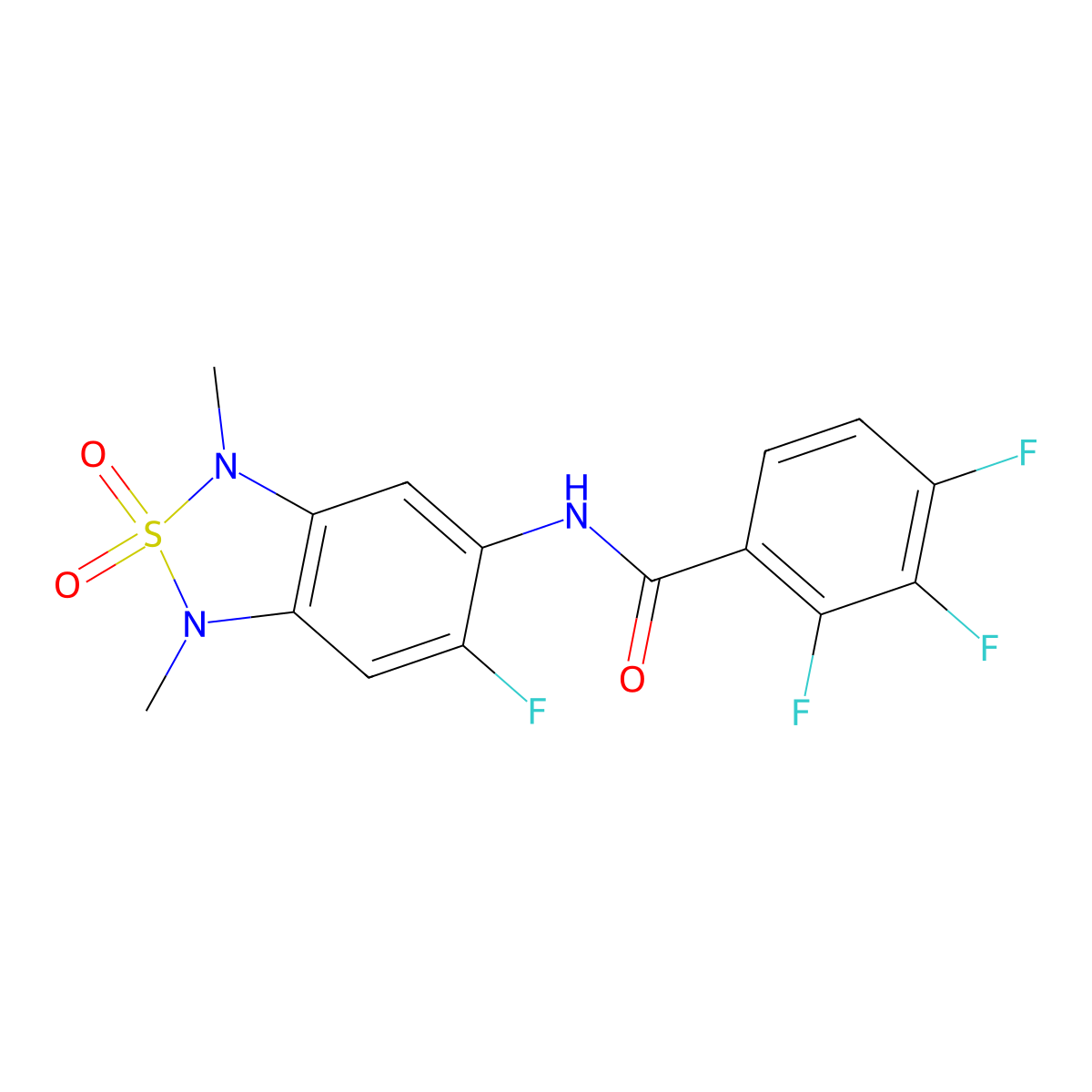 2,3,4-trifluoro-N-(6-fluoro-1,3-dimethyl-2,2-dioxido-1,3-dihydrobenzo[c][1,2,5]thiadiazol-5-yl)benzamide molecular structure, CAS 2034404-04-9
