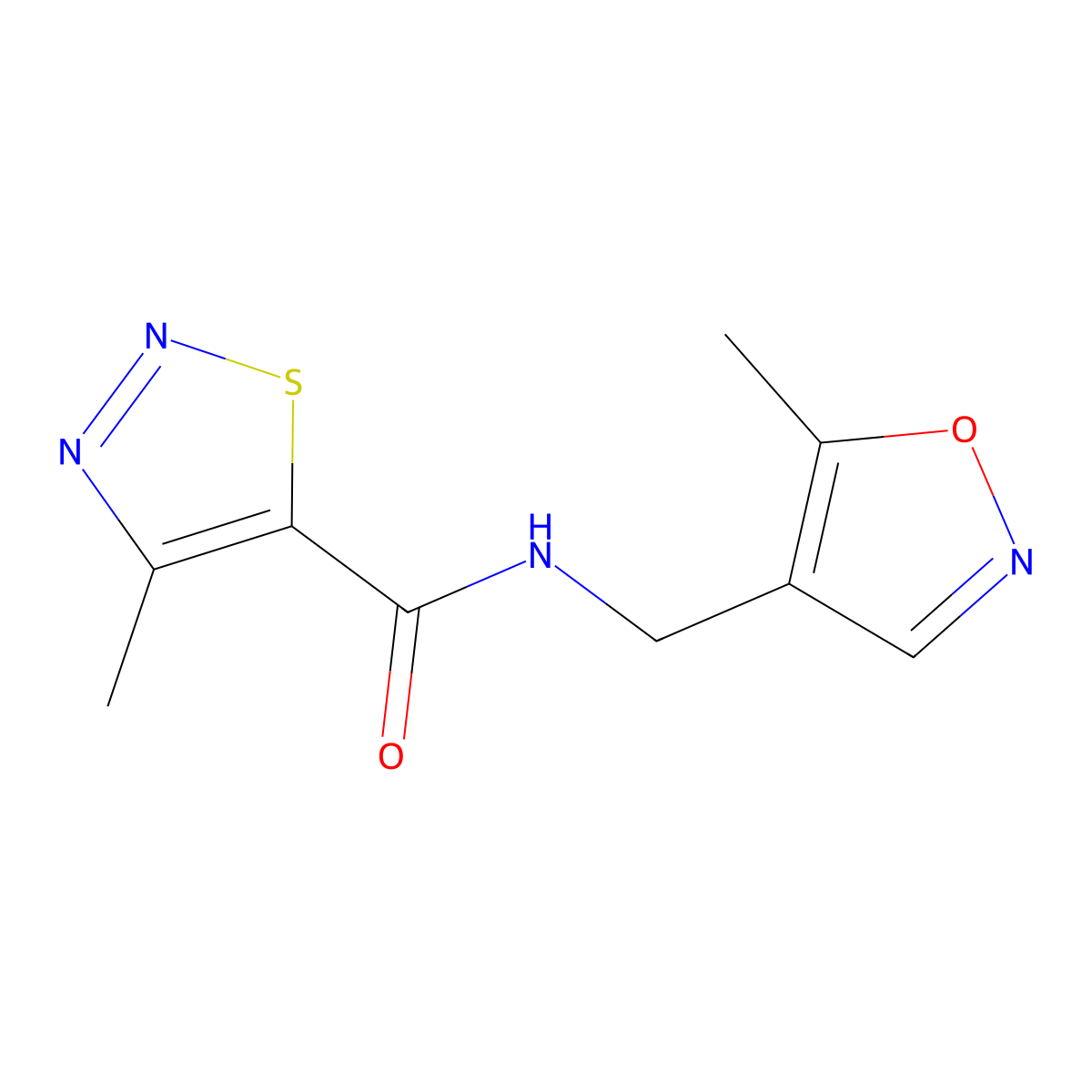 4-methyl-N-((5-methylisoxazol-4-yl)methyl)-1,2,3-thiadiazole-5-carboxamide molecular structure, CAS 2034404-14-1