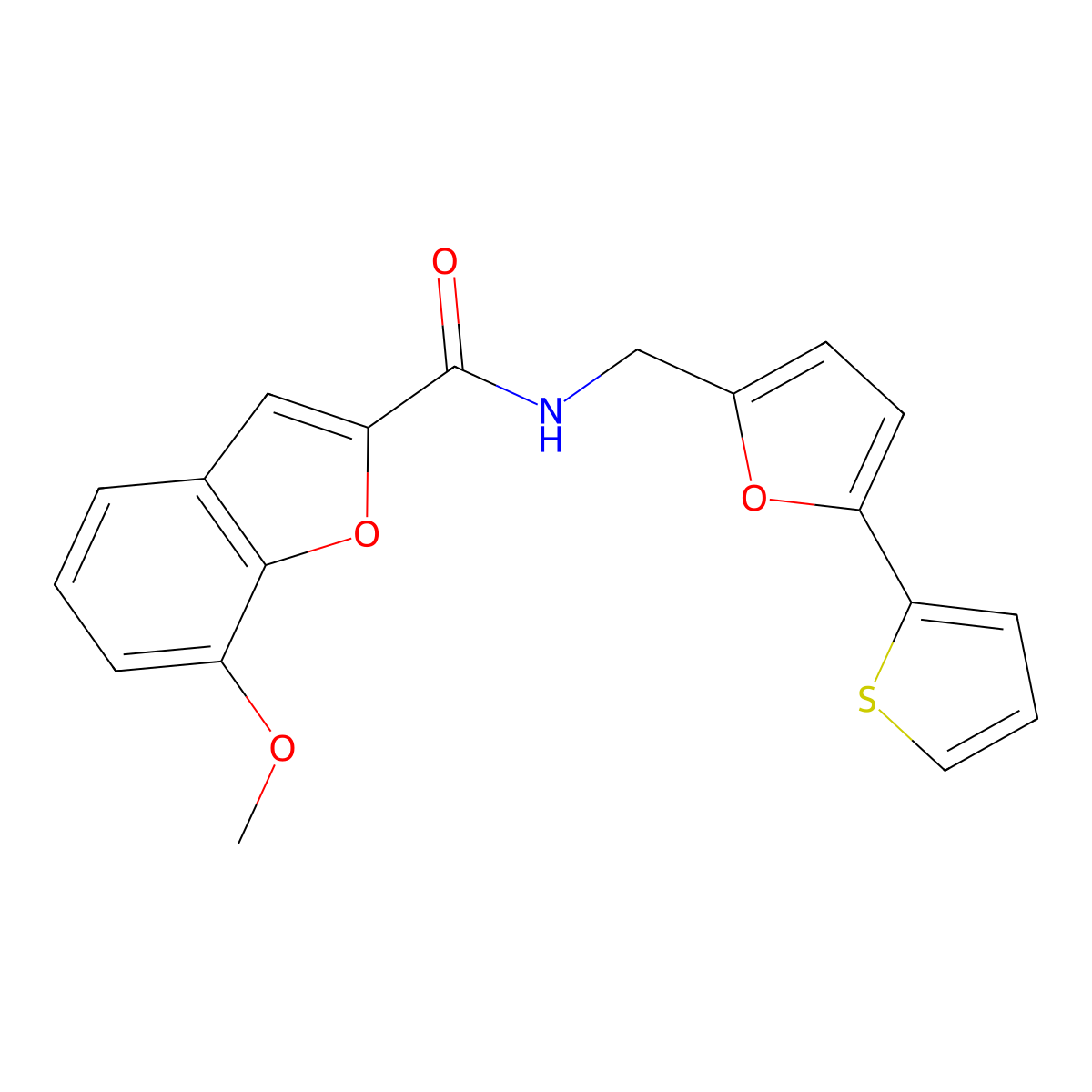 7-methoxy-N-((5-(thiophen-2-yl)furan-2-yl)methyl)benzofuran-2-carboxamide molecular structure, CAS 2034404-15-2