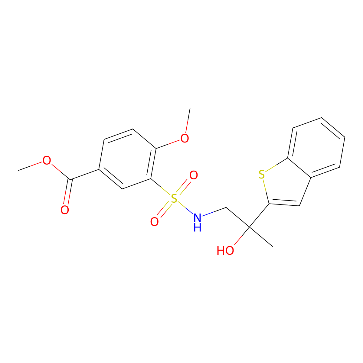methyl 3-(N-(2-(benzo[b]thiophen-2-yl)-2-hydroxypropyl)sulfamoyl)-4-methoxybenzoate molecular structure, CAS 2034404-23-2