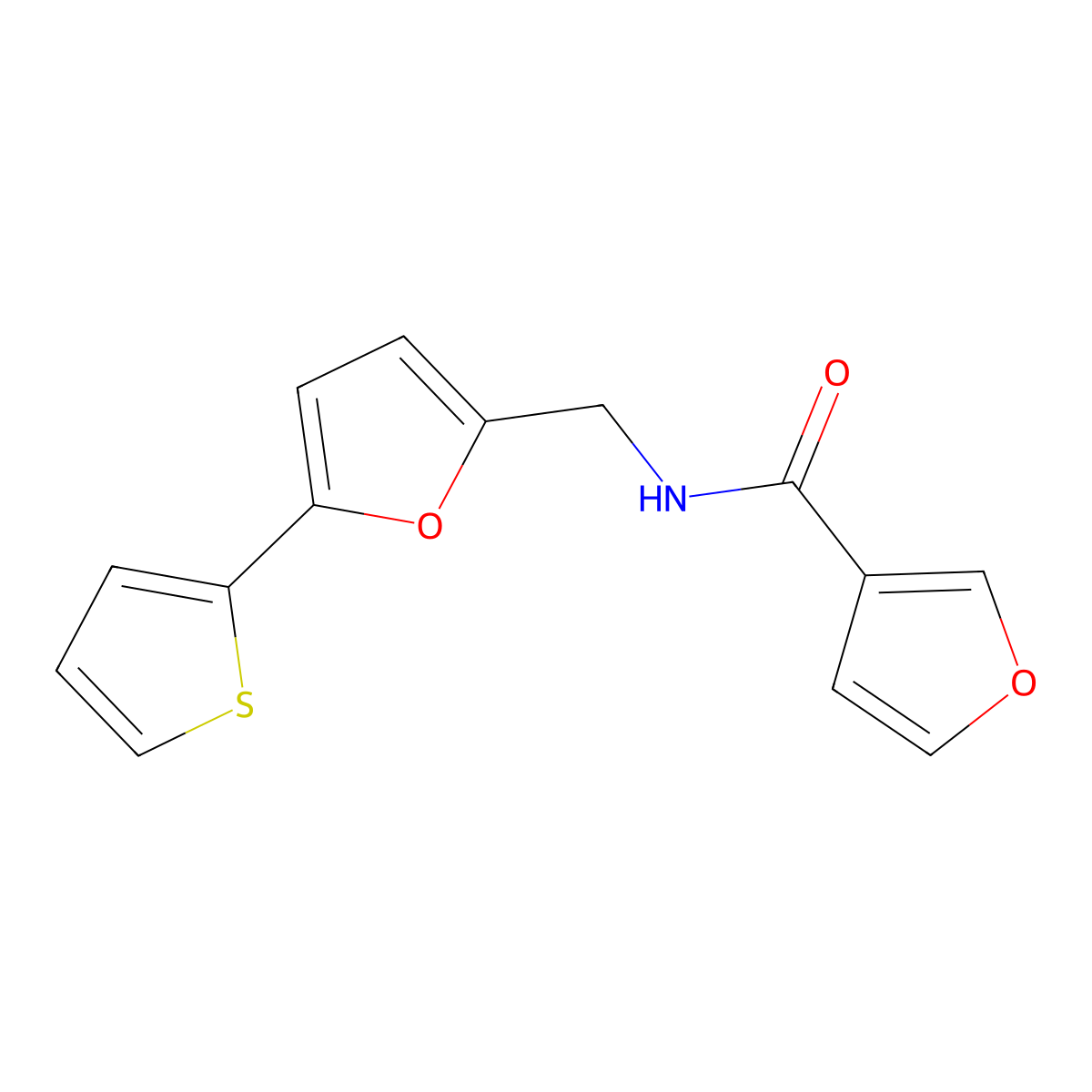 N-((5-(thiophen-2-yl)furan-2-yl)methyl)furan-3-carboxamide molecular structure, CAS 2034404-27-6