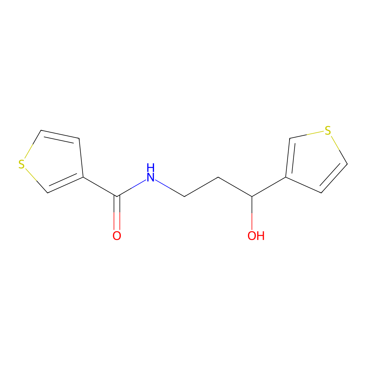 N-[3-hydroxy-3-(thiophen-3-yl)propyl]thiophene-3-carboxamide molecular structure, CAS 2034404-29-8