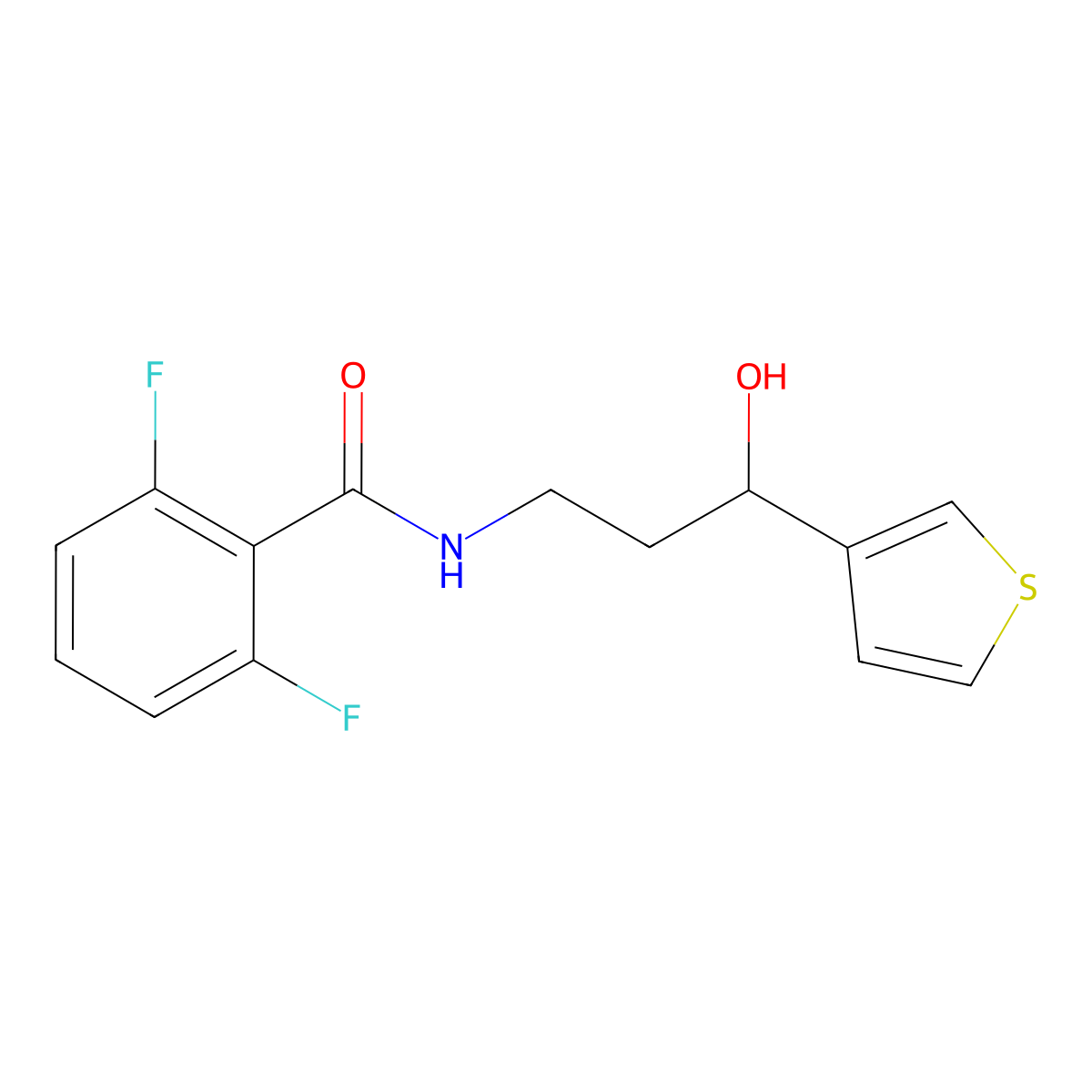 2,6-difluoro-N-(3-hydroxy-3-(thiophen-3-yl)propyl)benzamide molecular structure, CAS 2034404-34-5