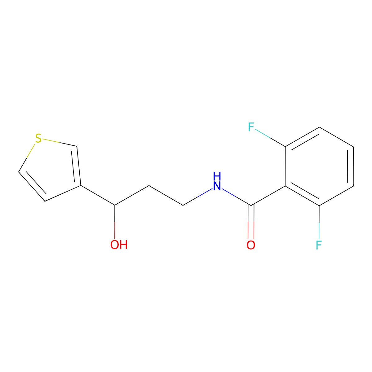 2,6-difluoro-N-(3-hydroxy-3-(thiophen-3-yl)propyl)benzamide molecular structure, CAS 2034404-34-5