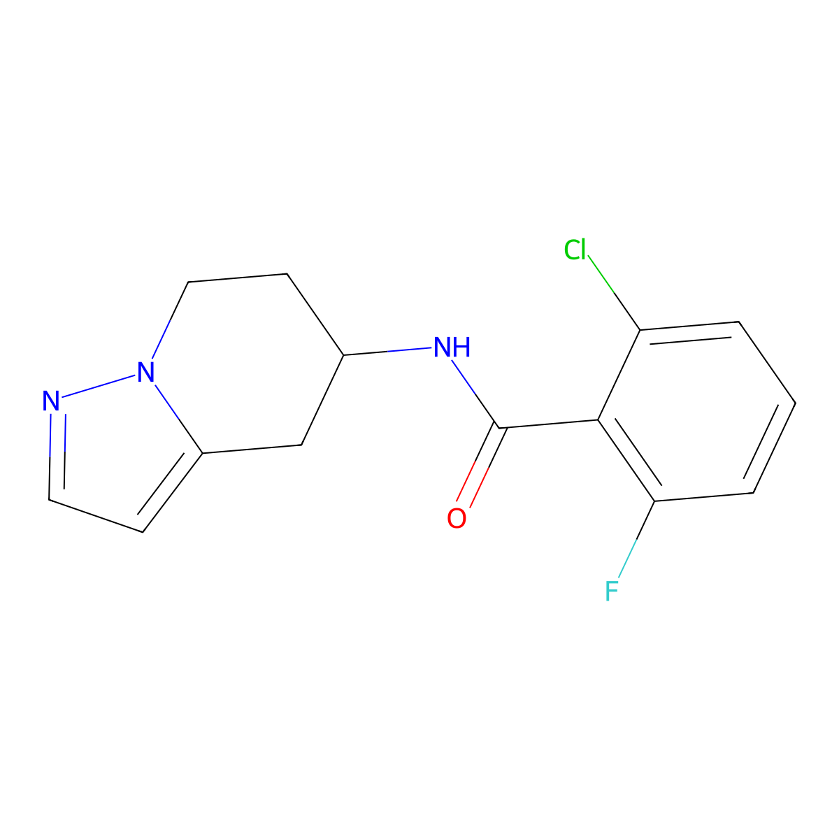 2-chloro-6-fluoro-N-(4,5,6,7-tetrahydropyrazolo[1,5-a]pyridin-5-yl)benzamide molecular structure, CAS 2034404-39-0
