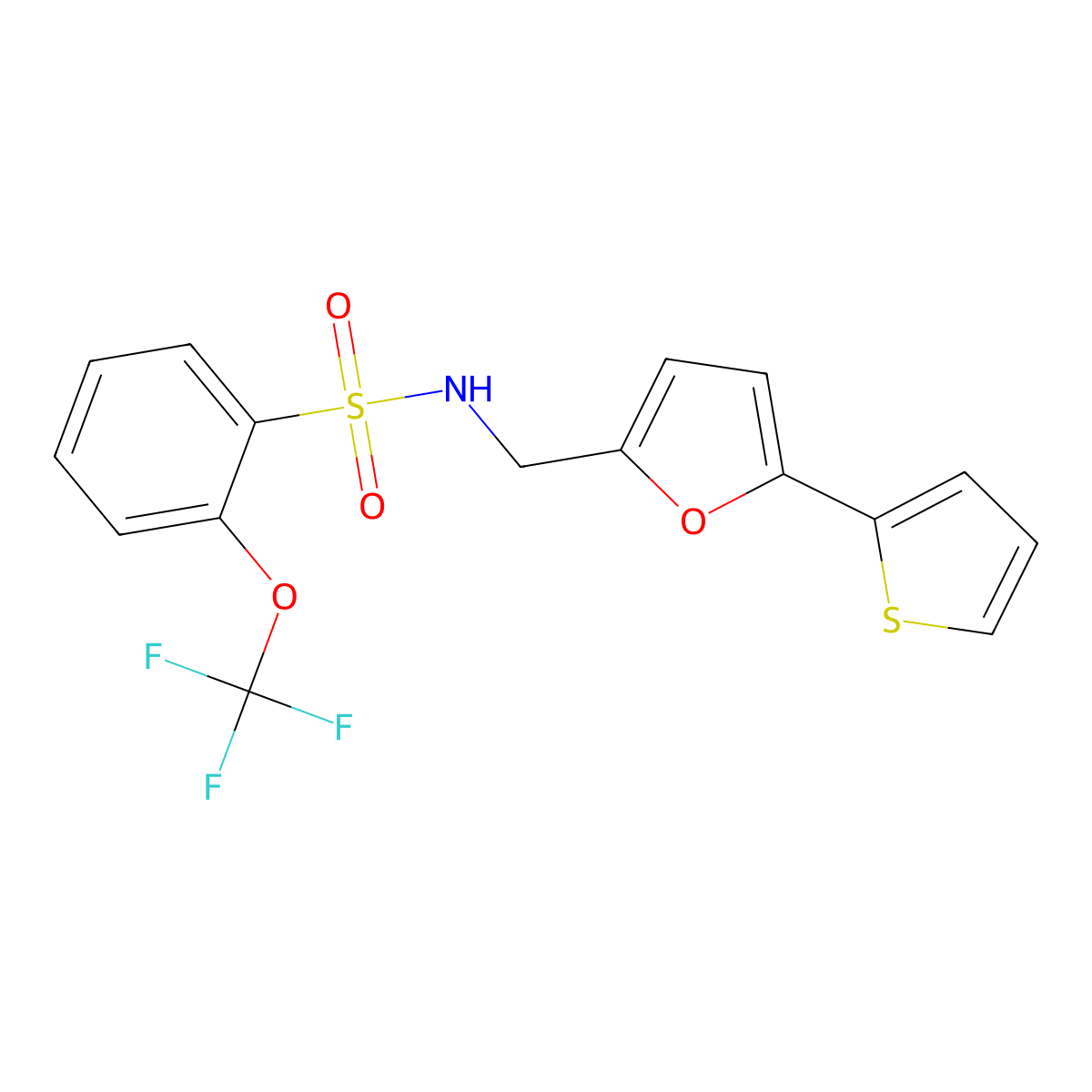 N-((5-(thiophen-2-yl)furan-2-yl)methyl)-2-(trifluoromethoxy)benzenesulfonamide molecular structure, CAS 2034404-45-8