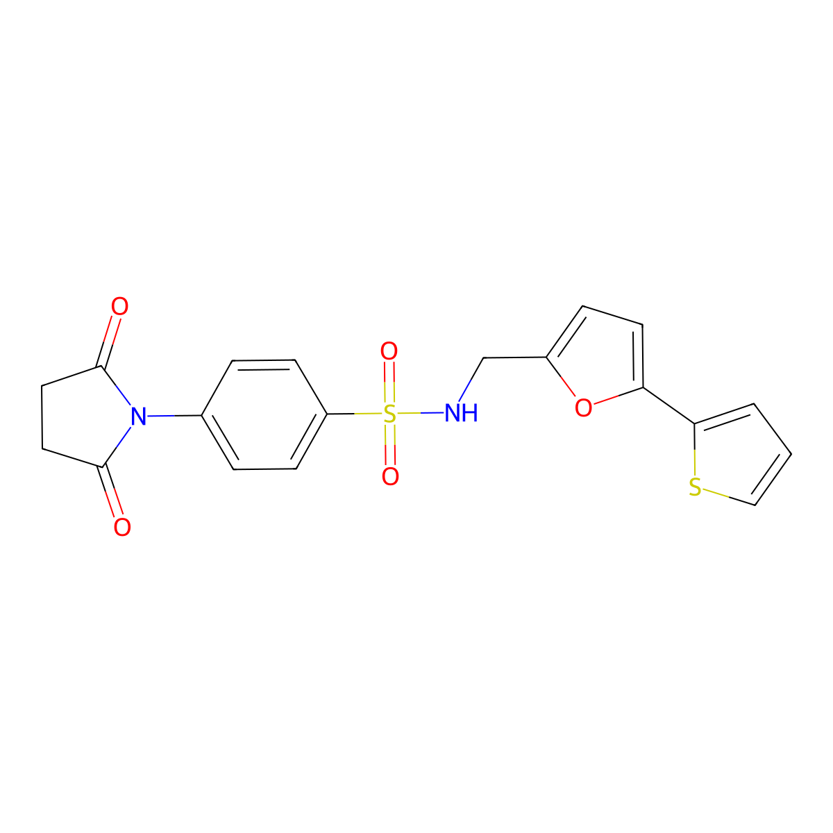 4-(2,5-dioxopyrrolidin-1-yl)-N-((5-(thiophen-2-yl)furan-2-yl)methyl)benzenesulfonamide molecular structure, CAS 2034404-51-6