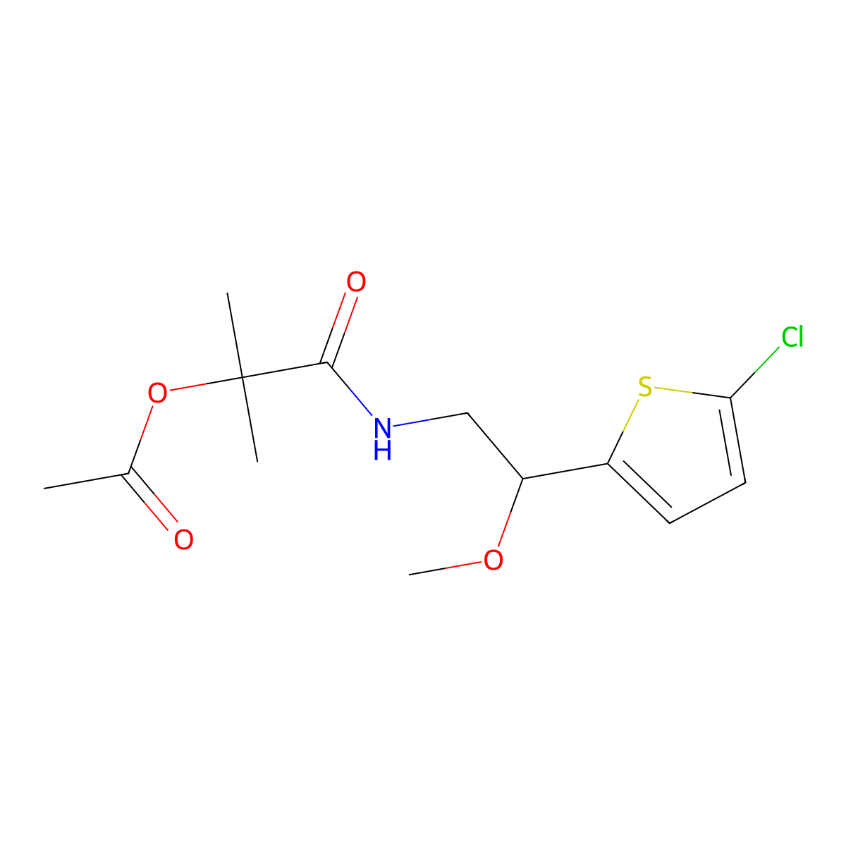 1-((2-(5-Chlorothiophen-2-yl)-2-methoxyethyl)amino)-2-methyl-1-oxopropan-2-yl acetate molecular structure, CAS 2034404-53-8