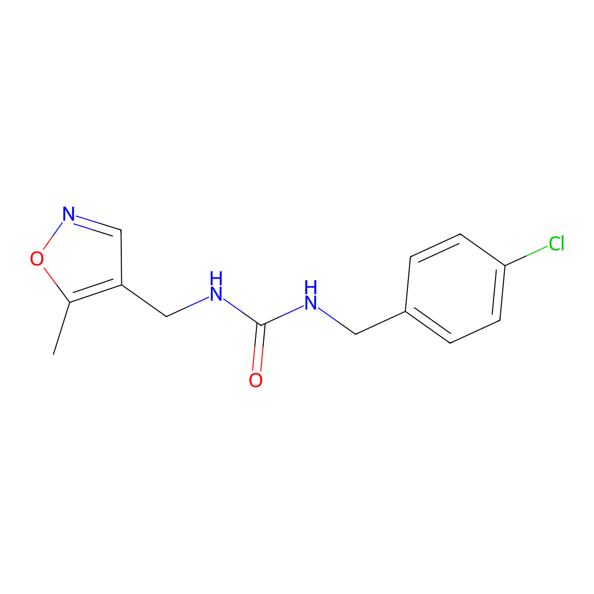 1-(4-Chlorobenzyl)-3-((5-methylisoxazol-4-yl)methyl)urea molecular structure, CAS 2034404-55-0