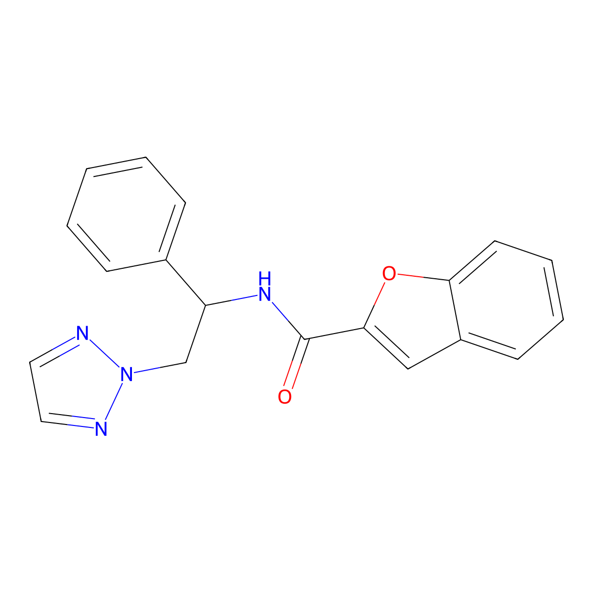 N-(1-phenyl-2-(2H-1,2,3-triazol-2-yl)ethyl)benzofuran-2-carboxamide molecular structure, CAS 2034404-58-3