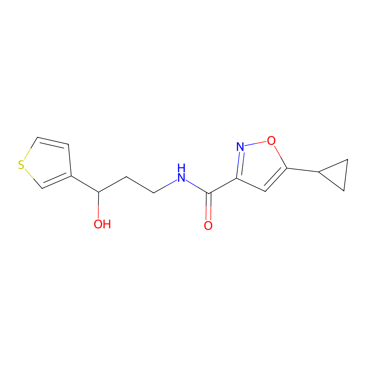 5-cyclopropyl-N-(3-hydroxy-3-(thiophen-3-yl)propyl)isoxazole-3-carboxamide molecular structure, CAS 2034404-65-2