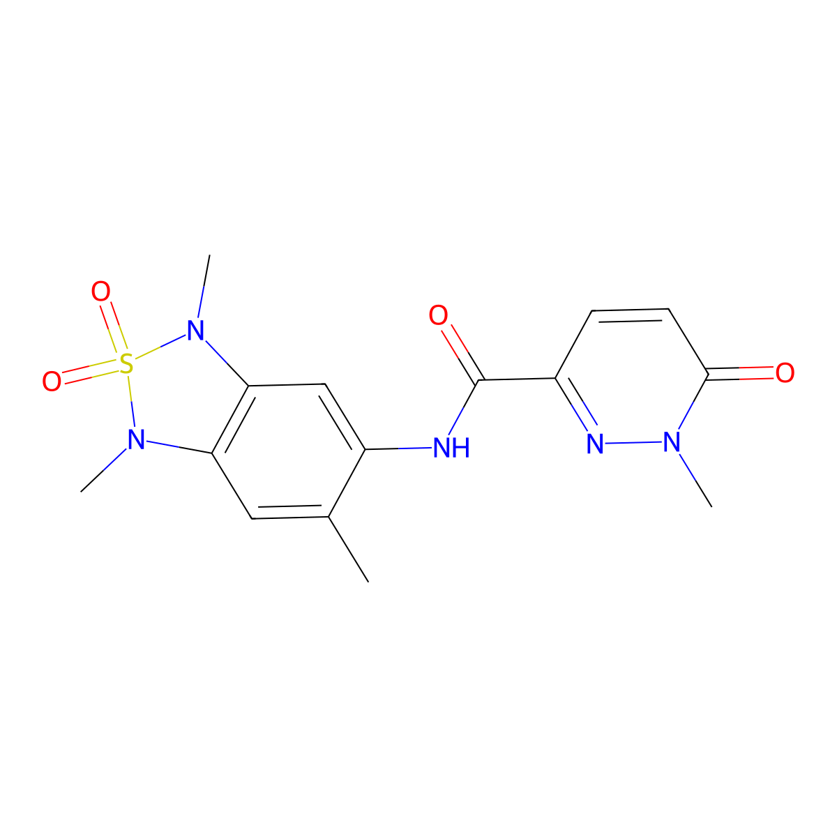 1-methyl-6-oxo-N-(1,3,6-trimethyl-2,2-dioxido-1,3-dihydrobenzo[c][1,2,5]thiadiazol-5-yl)-1,6-dihydropyridazine-3-carboxamide molecular structure, CAS 2034404-69-6