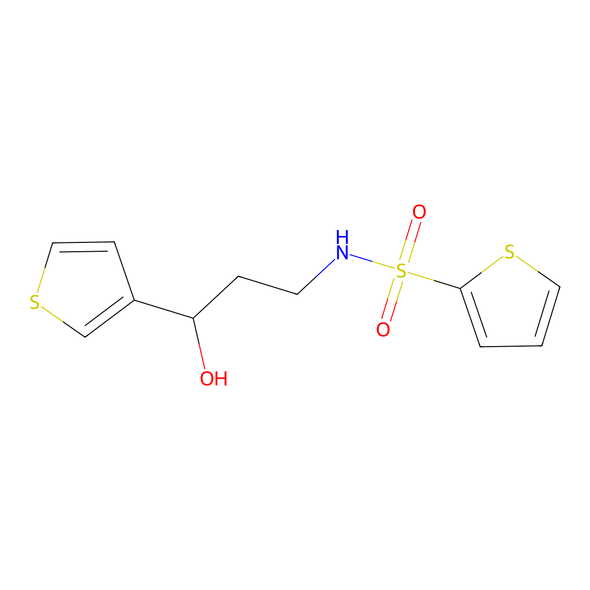 N-[3-hydroxy-3-(thiophen-3-yl)propyl]thiophene-2-sulfonamide molecular structure, CAS 2034404-70-9